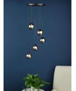 Federico 5lt Cluster Pendant Black Smoked Glass - Image 5