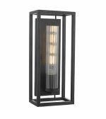Felipe Wall Light Black & Ribbed Glass