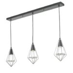 Gianni 3lt Pendant Black, Polished Chrome & Glass