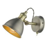 Governor Single Wall Spotlight Antique Chrome & Brass