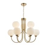 Indra Opal Glass Globe 9lt Pendant Natural Brass