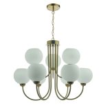 Indra Opal Glass Globe 9lt Pendant Natural Brass - Image 3