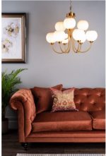 Indra Opal Glass Globe 9lt Pendant Natural Brass - Image 6