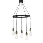 Ivan 5lt Pendant Rustic Wood Aged Brass Detail