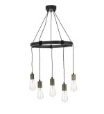 Ivan 5lt Pendant Rustic Wood Aged Brass Detail