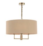 Jamelia 3lt Shadelier Antique Brass Taupe Shade