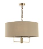 Jamelia 3lt Shadelier Antique Brass Taupe Shade - Image 3