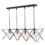 Midi 4lt Bar Pendant Black & Copper Detail