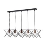 Midi Cage 5lt Bar Pendant Matt Black Bright & Copper