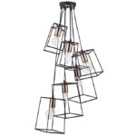 Tower 6lt Cluster Pendant Matt Black & Copper