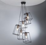 Tower 6lt Cluster Pendant Matt Black & Copper - Image 5