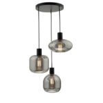 Aiden 3lt Cluster Pendant Satin Black & Smoked