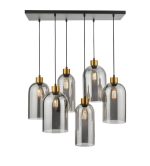 Alma 6lt Bar Pendant Matt Black Smoked Glass