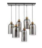 Alma 6lt Bar Pendant Matt Black Smoked Glass - Image 3