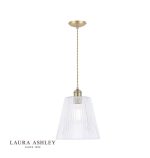 Laura Ashley Callaghan Grand Pendant Antique Brass & Ribbed Glass