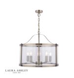 Laura Ashley Harrington 5lt Pendant Antique Brass & Glass
