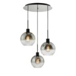 Lycia 3lt Cluster Pendant Matt Black Smoked Ombre Glass
