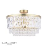 Laura Ashley Rhosill 3lt Semi Flush Glass & Antique Brass