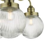 Tamara 3lt Bathroom Semi Flush Antique Brass Ribbed Glass IP44 - Image 4