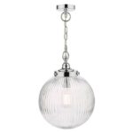 Tamara Bathroom Pendant Polished Chrome Ribbed Glass IP44