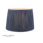 Laura Ashley Hemsley Pleated Silk Empire Drum Shade Midnight Blue 25cm/10 inch