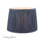 Laura Ashley Hemsley Pleated Silk Empire Drum Shade Midnight Blue 30cm/12 inch