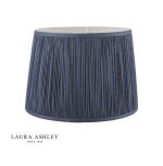 Laura Ashley Hemsley Pleated Silk Empire Drum Shade Midnight Blue 20cm/8 inch