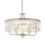Round 6lt Bright Nickel Cut Glass Chandelier