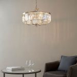 Round 6lt Bright Nickel Cut Glass Chandelier - Image 3