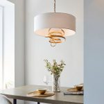 Gold 3lt Ribbon Pendant With Ivory Shade - Image 2