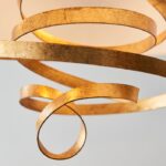 Gold 3lt Ribbon Pendant With Ivory Shade - Image 5