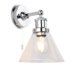 Toulon Chrome Wall Light With Clear Coned Glass