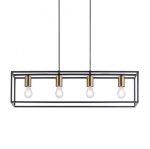 Fabio 4lt Bar Pendant Black & Brass