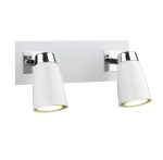 Loft 2lt Wall Spotlight Matt White Polished Chrome