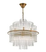 Lukas 13lt Pendant Brushed Antique Gold & Clear Glass