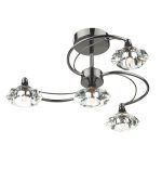 Luther 4lt Semi Flush Black Chrome Crystal