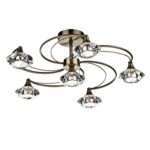 Luther 6lt Semi Flush Antique Brass Crystal