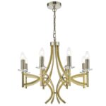 Lyon 8lt Armed Fitting Antique Brass Crystal