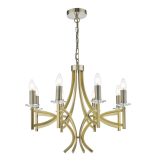 Lyon 8lt Armed Fitting Antique Brass Crystal