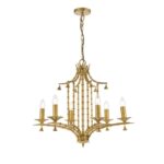 Miette 6lt Pendant Antique Gold Leaf