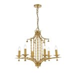Miette 6lt Pendant Antique Gold Leaf