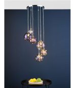 Mira 6lt Cluster Pendant Polished Chrome Iridised Glass - Image 4