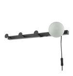 Rack Wall Light & Coat Hook Matt Black Opal Glass - Plug in - Image 3