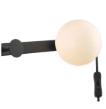 Rack Wall Light & Coat Hook Matt Black Opal Glass - Plug in - Image 4