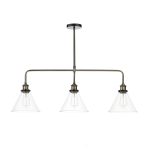 Ray 3lt Bar Pendant Antique Brass Clear