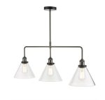 Ray 3lt Bar Pendant Antique Nickel Clear Glass
