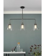 Ray 3lt Bar Pendant Antique Nickel Clear Glass - Image 4