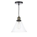 Ray 1lt Pendant Antique Brass Clear