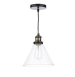 Ray 1lt Pendant Antique Brass Clear