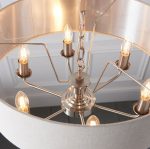 Highclere 6lt Pendant Brushed Chrome & Natural Shade - Image 4